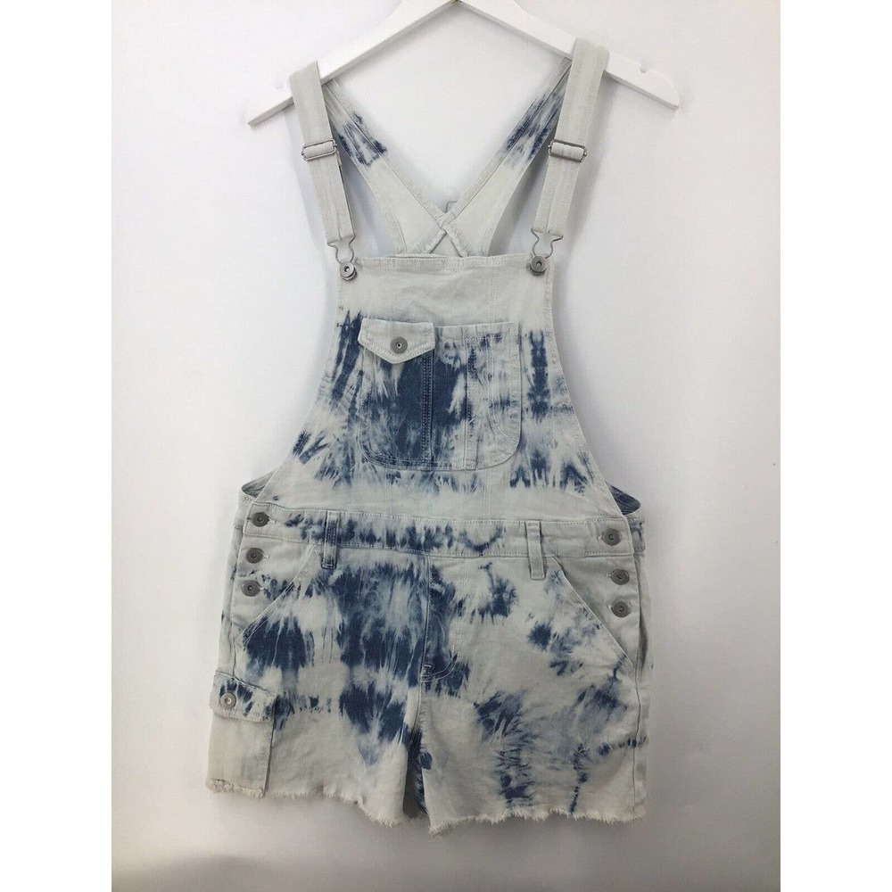 No Boundaries Jean Shortalls Size L(11-13) Blue Denim Juniors Tie Dye Juniors - Picture 3 of 12